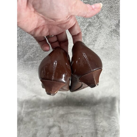 Vtg Y2k Kenneth Reaction Cole 7.5 brown Leather D’Orsay Flats Pointed Toe Heel - Picture 4 of 9